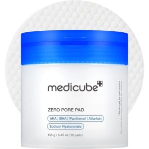 medicube - Almohadillas Faciales Zero Pore Pad 2.0 con AHA y BHA para Exfoliación y Cuidado de Poros