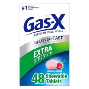 Gas-X - Tabletas Masticables Extra Strength para Alivio de Gases Sabor Cereza, Simeticona 125 mg (48 tabletas)