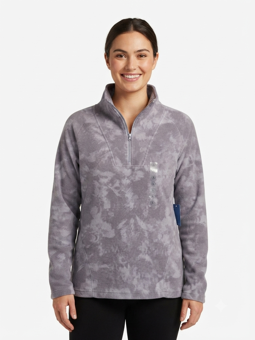 Columbia – Polerón lila con estampado tie-dye y cierre de medio cuello